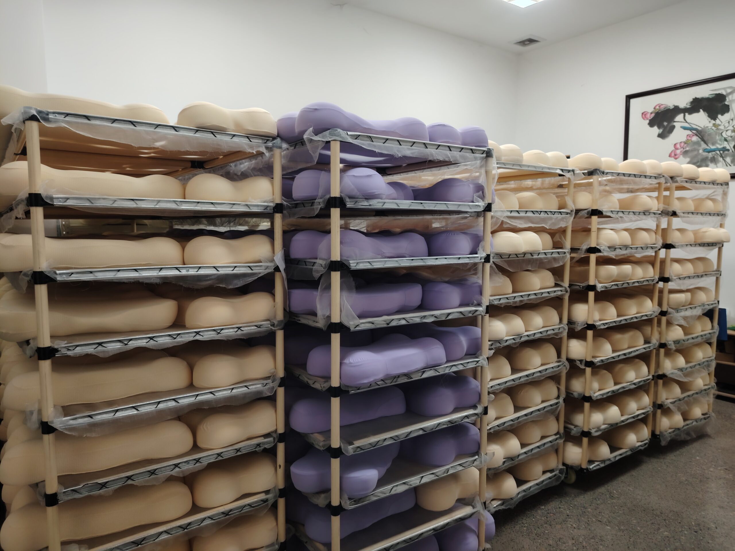 Warehouse of ergonomic memory foam pillows